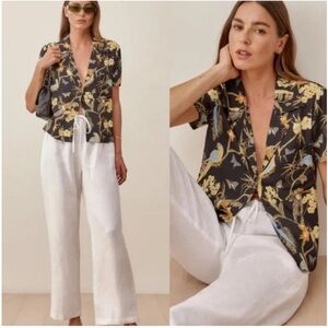 Reformation Black Floral Button Down Shirt
